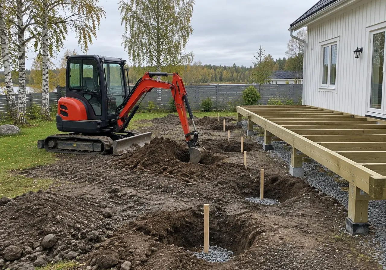 Gräva för altan & uteplats