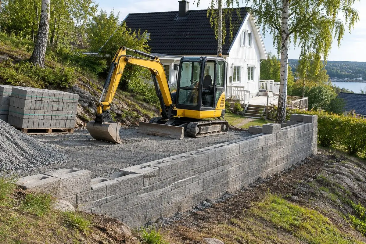 Grävhjälp för stödmur