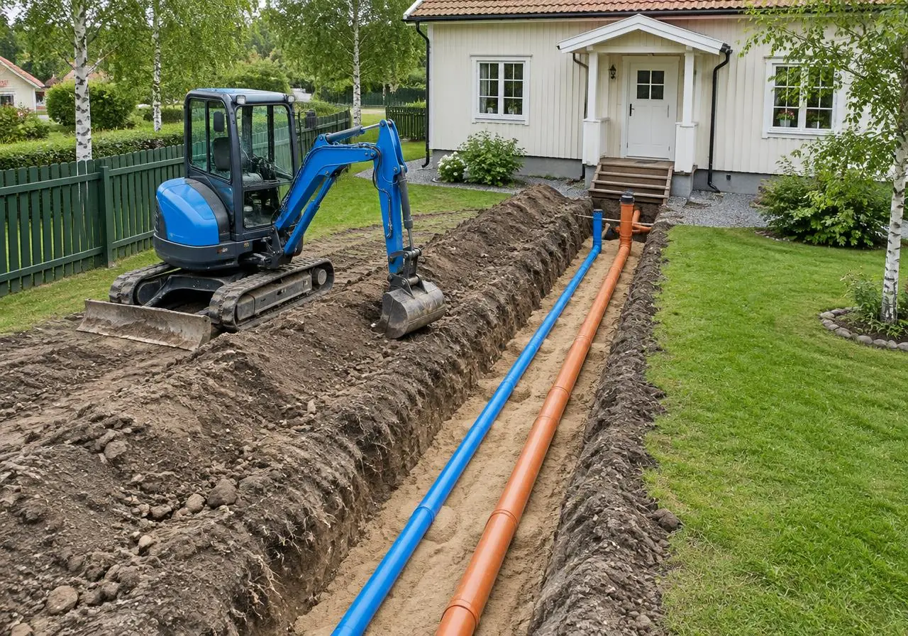 Gräva för avlopp & vatten